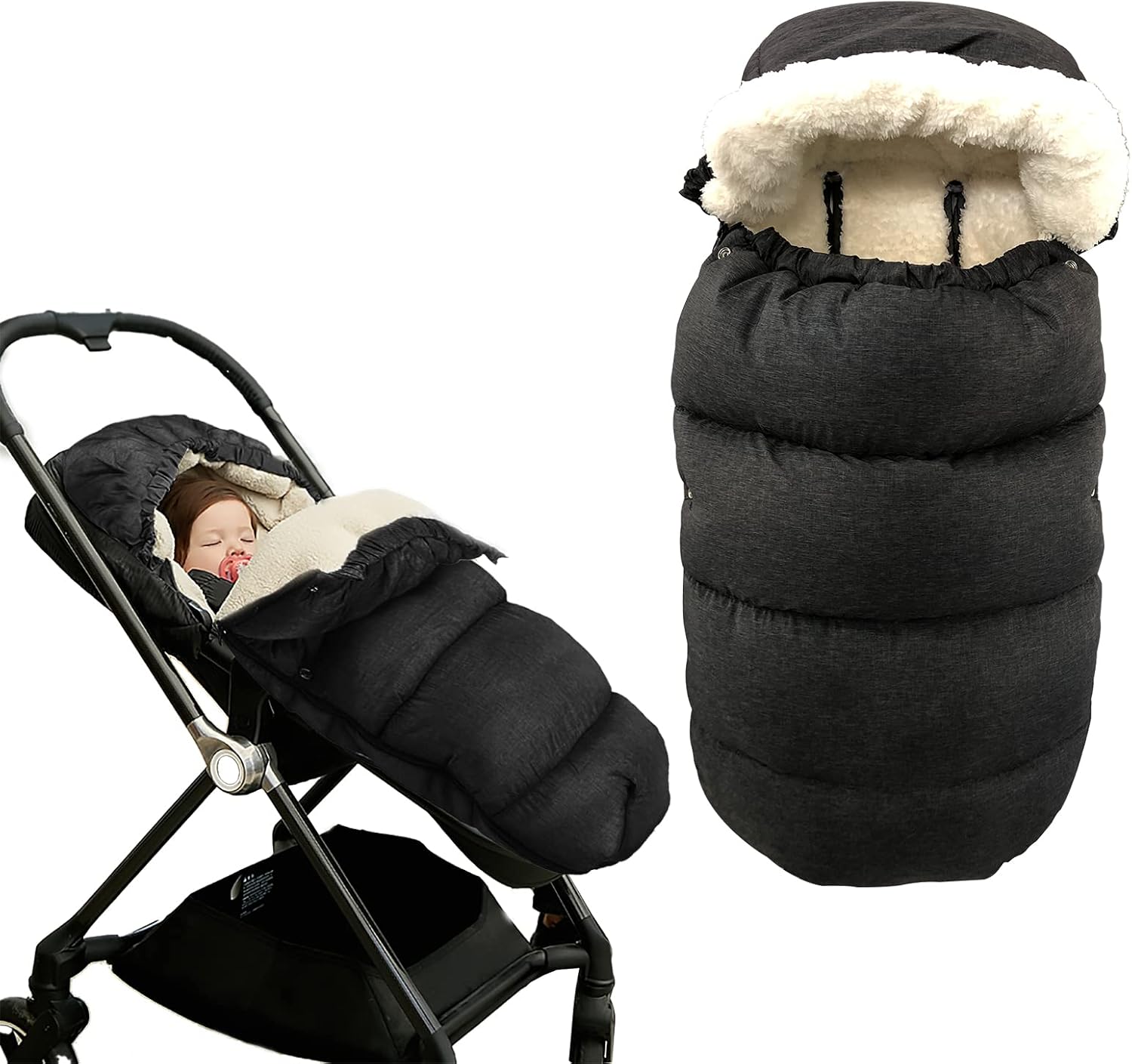 Sacco Termico Invernale Universale Per Passeggino, Foderato In Sherpa, Resiste Fino A -30°C