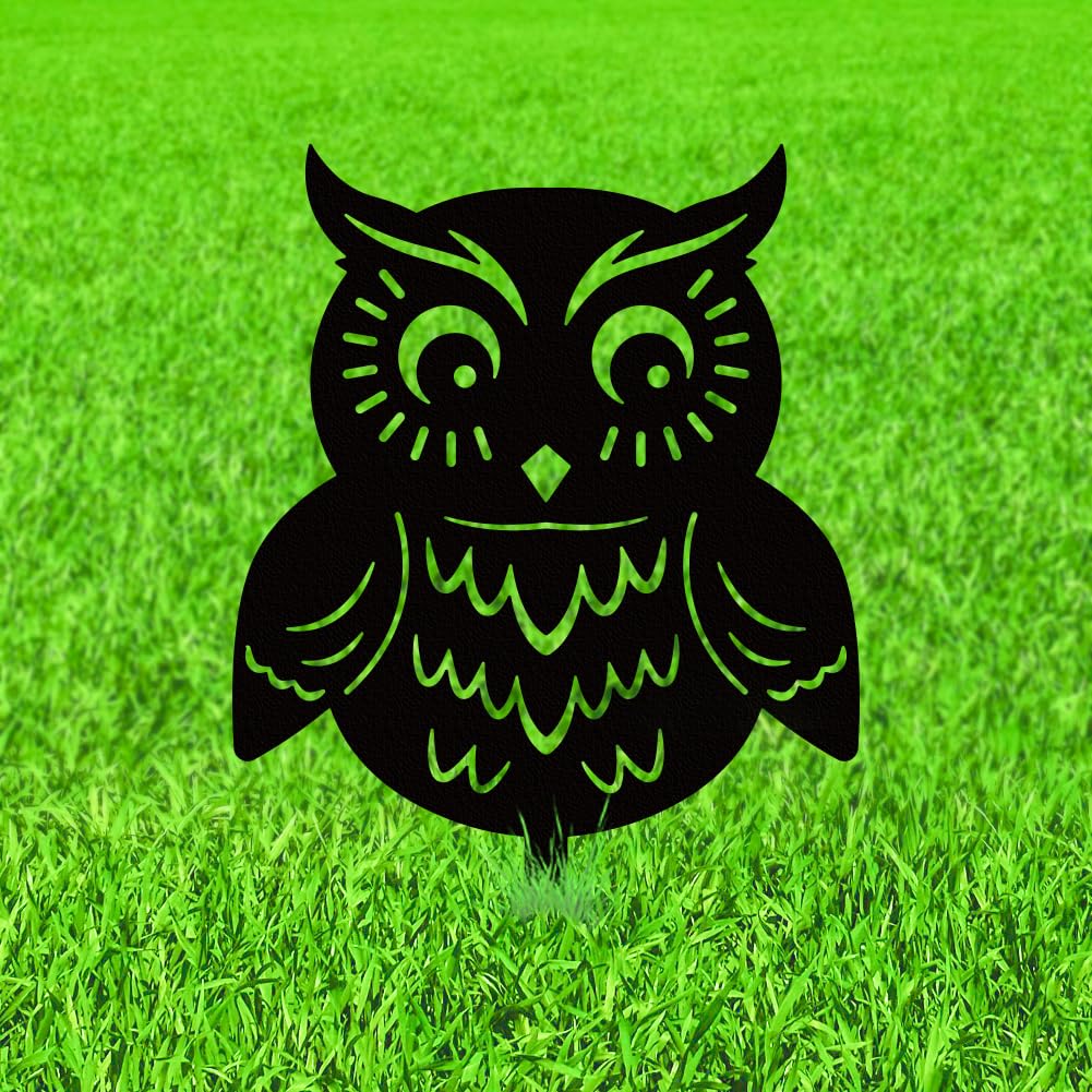 WADORN Cute Owl Metal Decorative Garden Stakes, Black Owl Silhouette Metal Outdoor Statues Animal Ornament Gifts Black Bird Yard Art Decoration for Garden Outdoor Backyard Patio Lawn Walkways