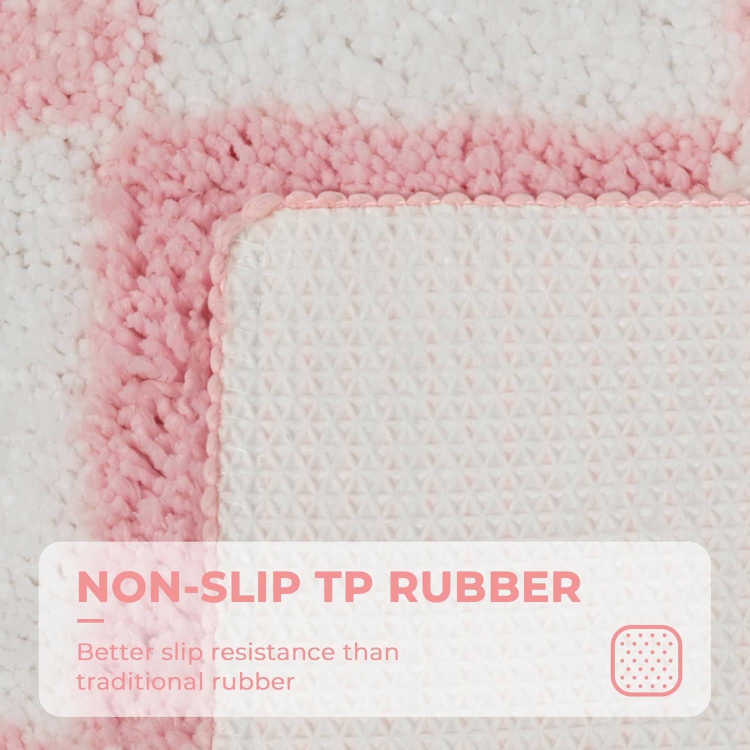 GRANNY SAYS Checkered Pink Bathroom Rugs Decor, 36" x 24", Fluffy Rug, Absorbent Microfiber Ultra Soft Bath Mat Washable, Non-Slip Bath Mats for Bathroom, Cute Floor Mat for Tub, Shower, Bedroom
