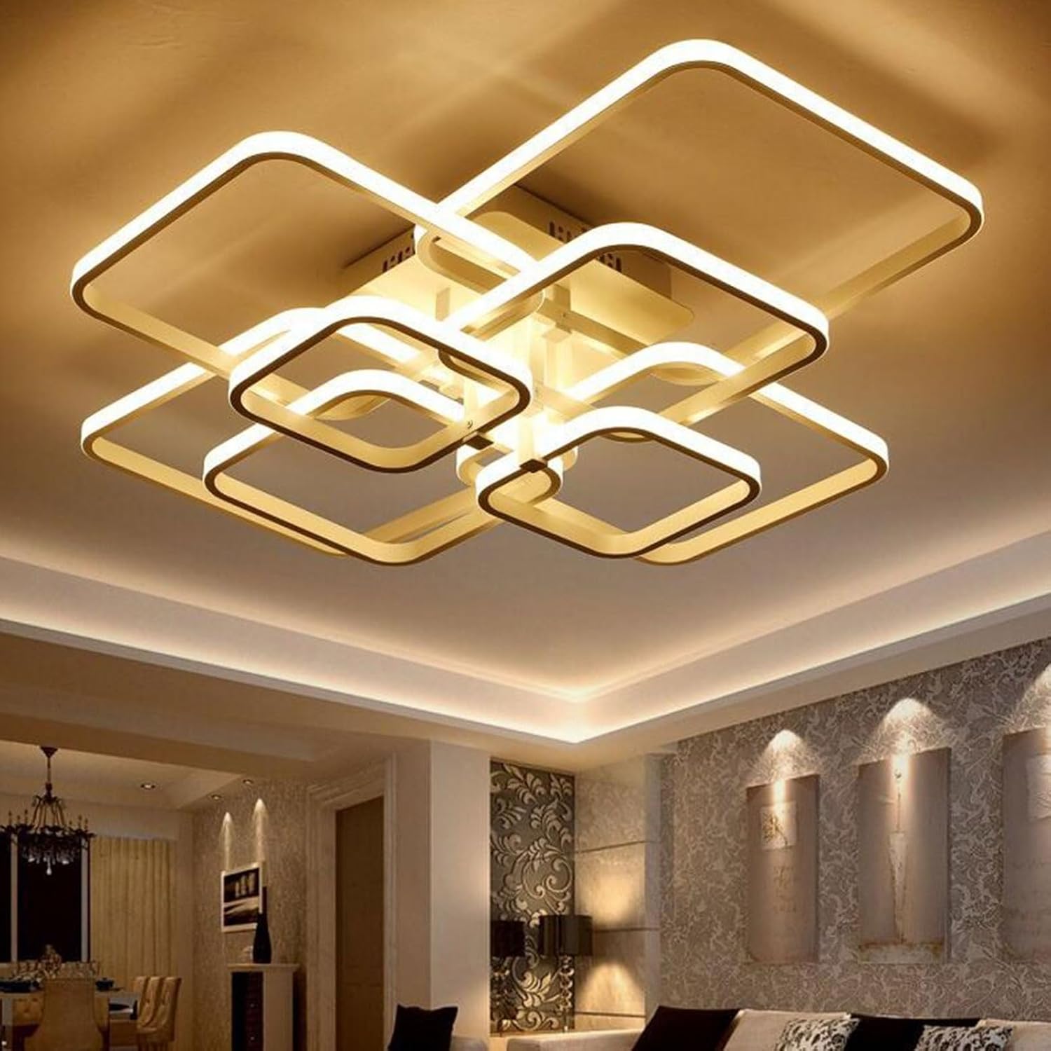 Mid Century Light Fixtures Flush Mount Ceiling L Modern Square Ceiling Light Aluminum Acrylic Led Ceiling Lamp Embedded Close to Ceiling Lighting Fixture for Living Room Bedroom Dining Room Kitchen of