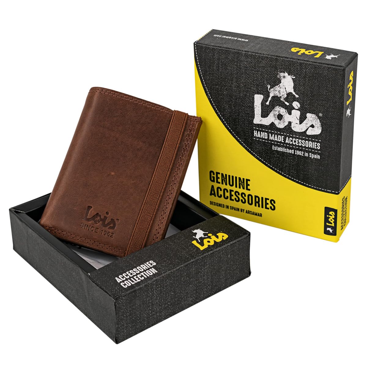 Lois - Carteras para Hombre Elegantes de Alta diseño Moderno. Billeteras para Hombre compactas Estilo clásico Cartera Monedero Funcional.