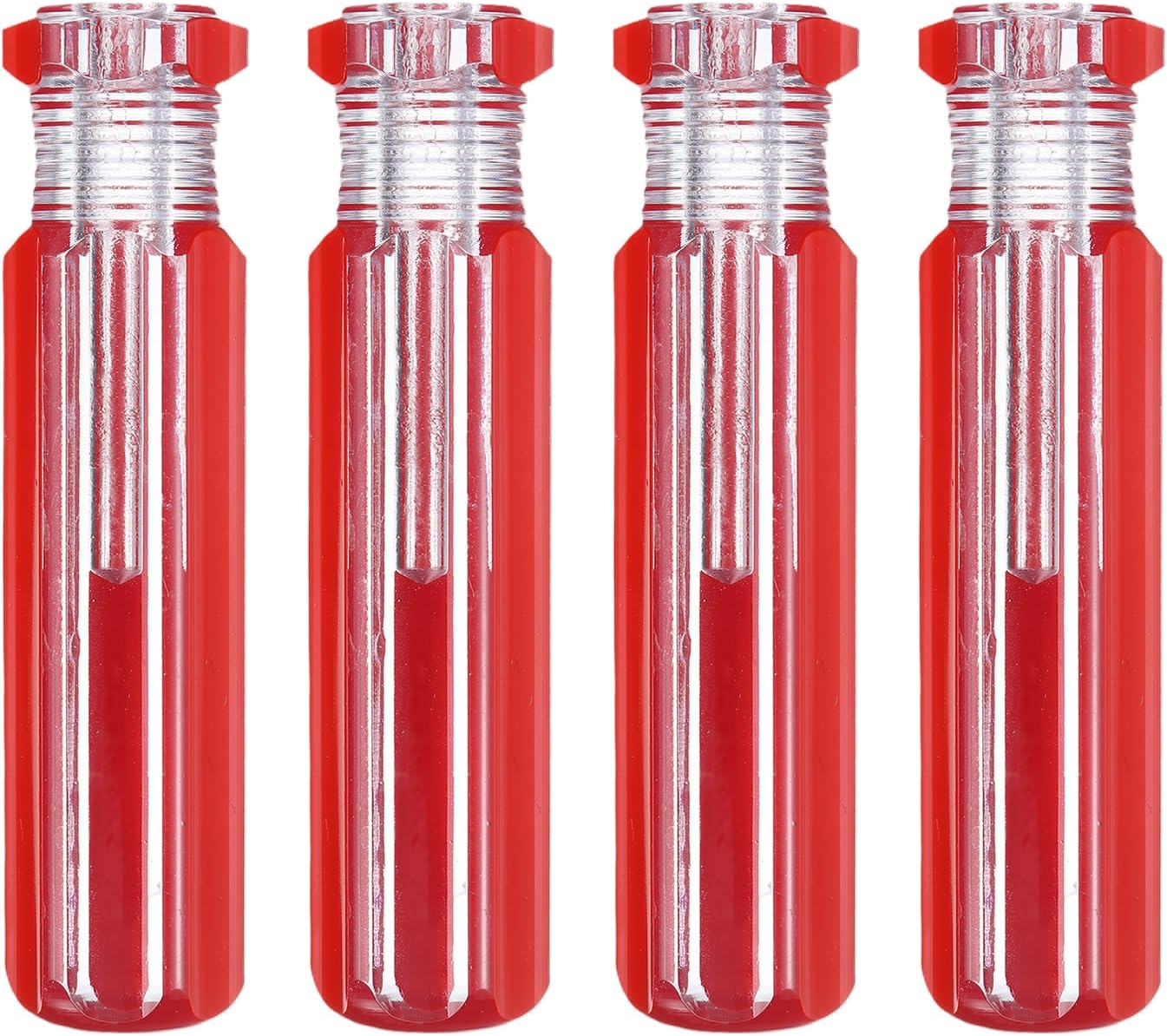 HARFINGTON 4pcs Pre-Drilled Blank Screwdriver Tool Handles 5.3mm Hole 80mm Length PVC Plastic Replacement Grips, Clear Red