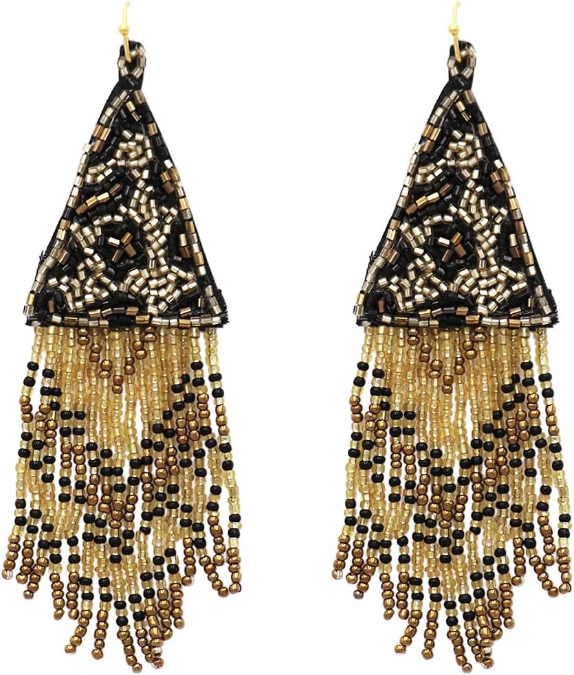 Rosemarie & Jubalee Women's Get Wild Stunning Leopard Spots Animal Pattern Seed Bead Earrings