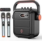 RKEBK Karaoke Machine with Two Microphone Outdoor Party Travel Speaker