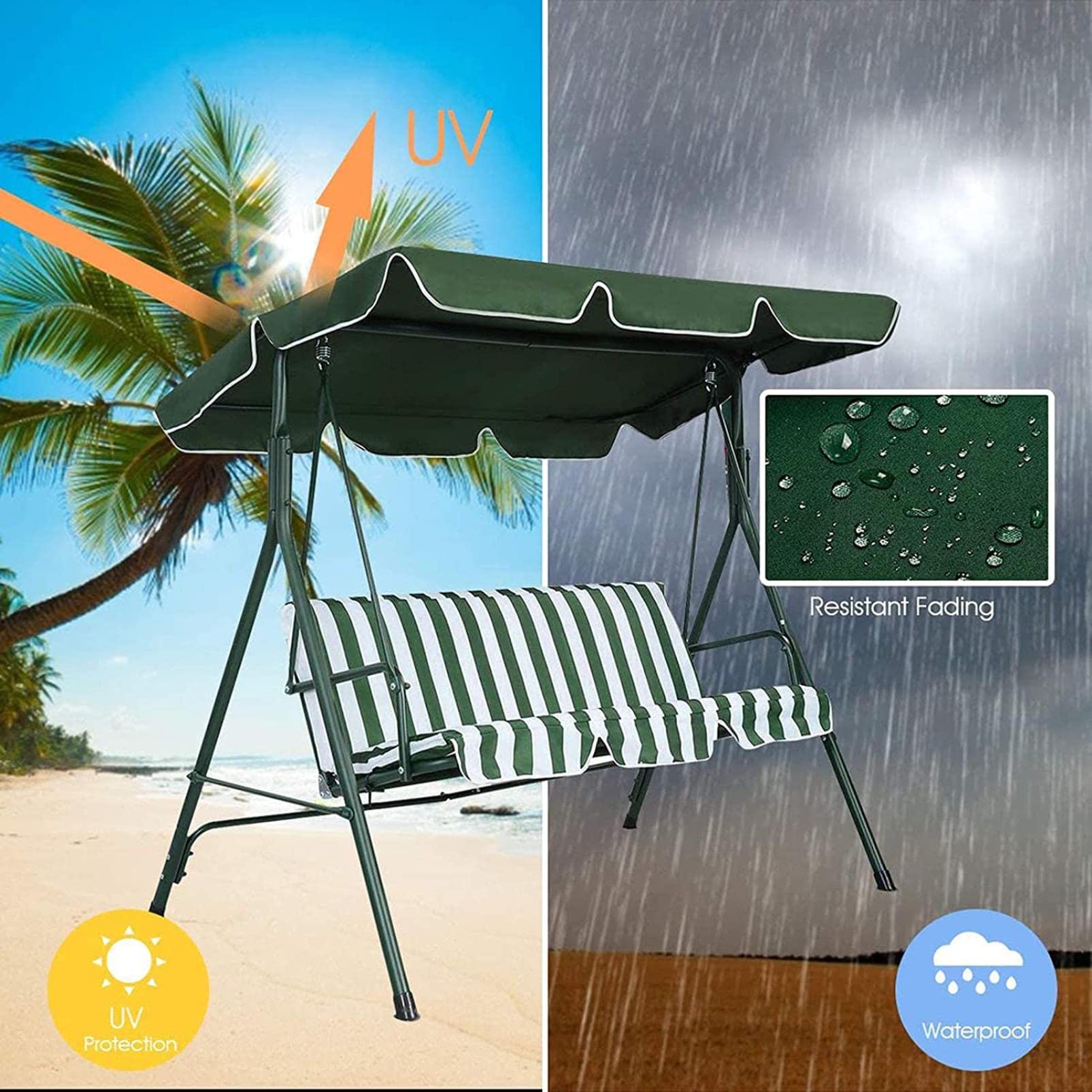 Tetto del Dondolo da Giardino Ricambio, Set di Copertura Superiore Impermeabile per Altalena da Patio, Copertura di Ricambio per Gazebo da Esterno, pergolati, sedie, Tenda da Sole, altalene da portic