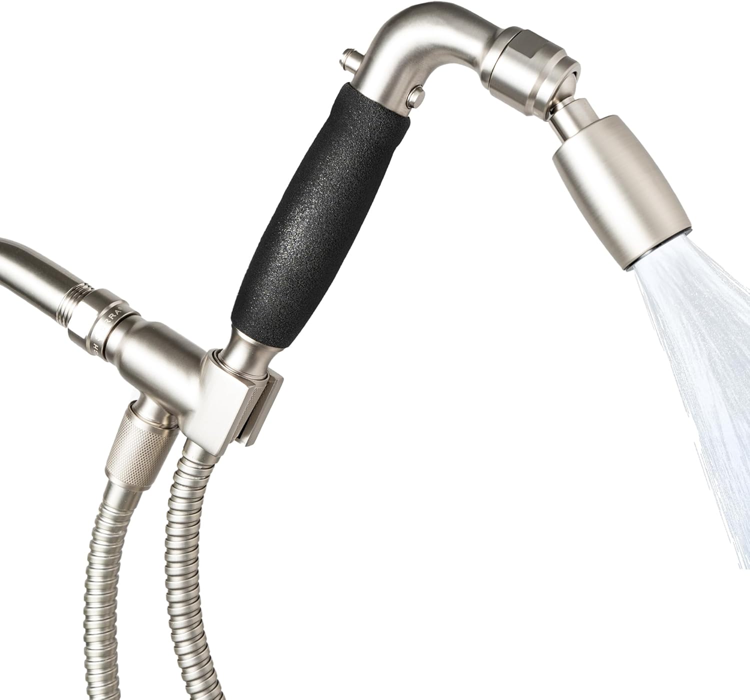 High Sierra® Solid Lead-Free Metal Handheld Shower Head, Trickle Valve, Includes 72” Flexible Stainless Steel Hose With Biofilm Resistant Silicone Inner Tube, Holder. Ultra Low Flow 1.25 GPM. Nickel