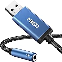 Vista 11 de MillSO Adaptador USB a conector de audio de 0.138 in, azul zafiro TRRS USB a conector de audio AUX, tarjeta de sonido estéreo externa