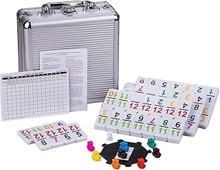 Doublefan Mexican Train Number Dominoes Set Double 12 Dominoes 91 Tiles Games with Aluminum Case, Number Dominoes Set Well Painted for Kids Adults