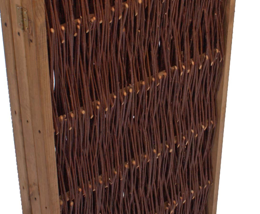 Raumteiler Weidenparavent mit 120cm x 240cm, 4teilig - Klappbare Sichtschutzwand aus geflochtenen Weidenruten 1,2m x 2,4m