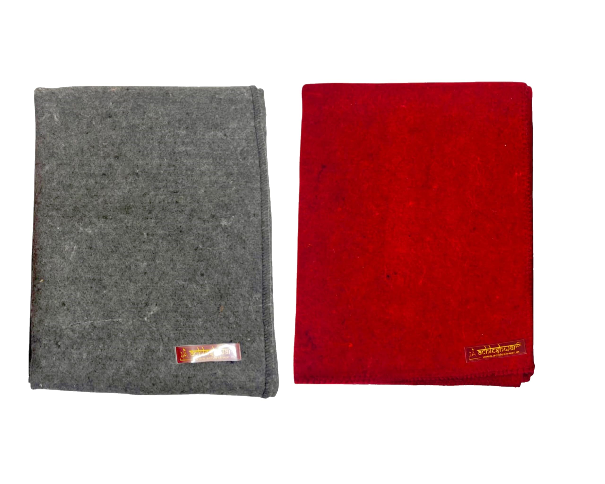 Achleshwar Combo of Premium Red and Grey Woolen Aasan Completely Handcrafted Perfect Mat for Meditation & Prayers - Soft, Comfortable (Size 23 x 30 Inch)-image-4
