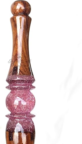 Miniatura 9 de Merit wooden craft Ganchos de ganchillo hechos a mano de resina azul claro epoxi y mezcla de madera, agujas ergonómicas de mango suave, tejido de