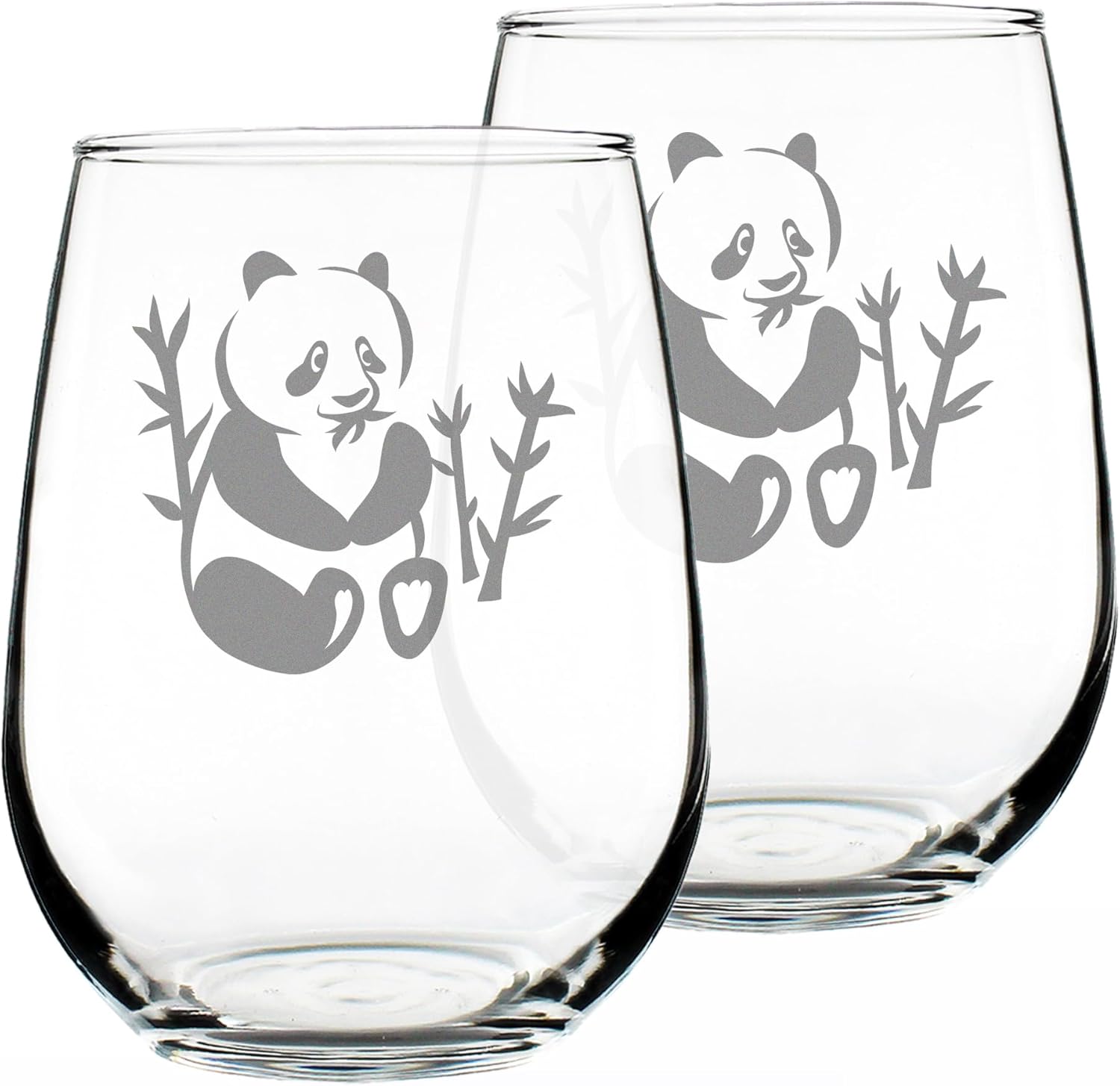 Bevvee Panda Stemless Wine Glass - Panda Gifts and Decor - Set of 2 - Large 17 Oz Glasses