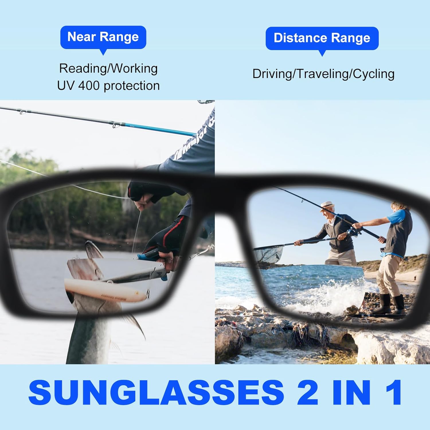 Missfive 2 Pack Premium Bifocal Reading Sunglasses for Men Lightweight TR90 Frame Wrap Sports Sun Reader, UV Protection, Fishing/Driving, 1.5x - Image 3