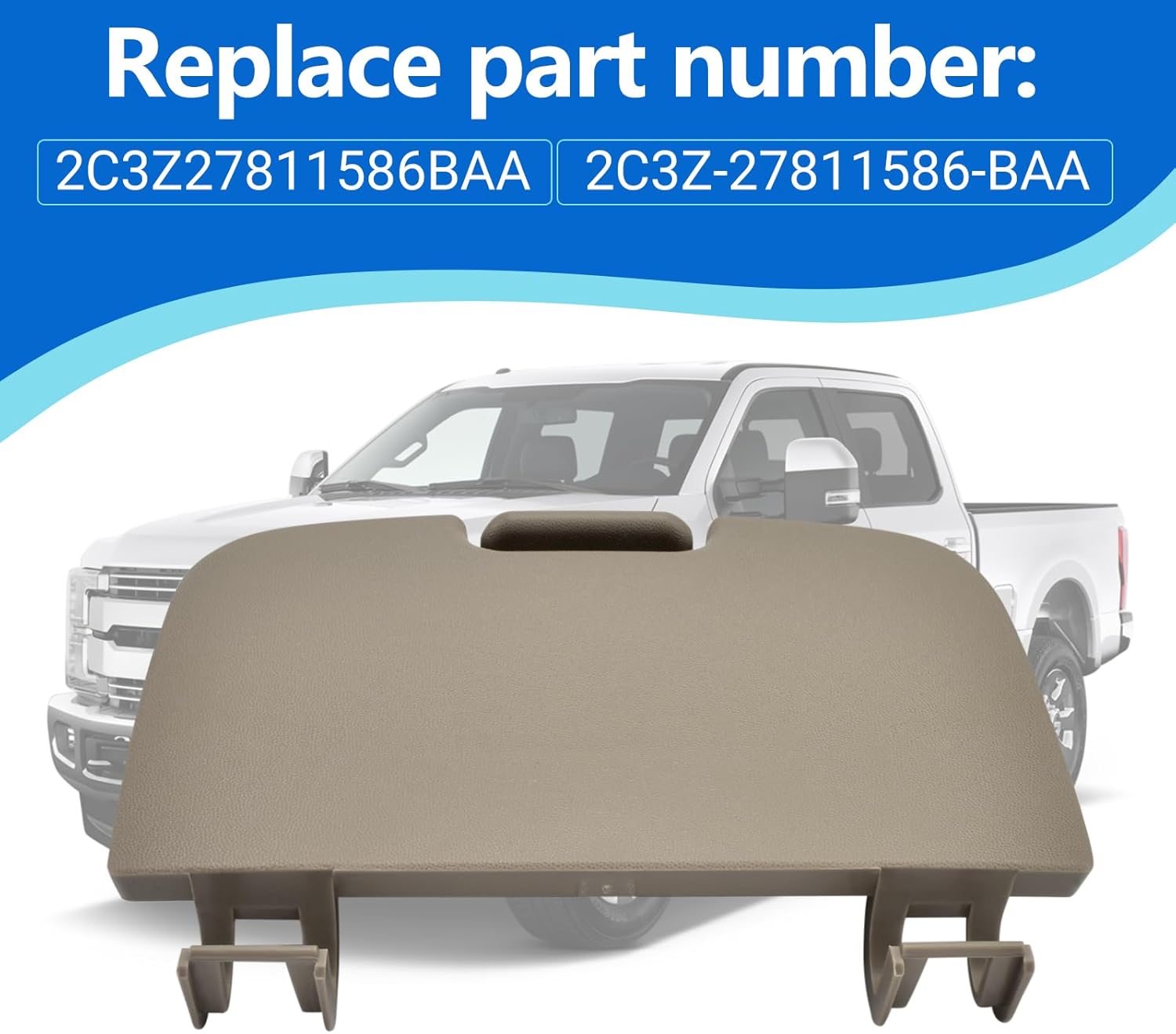 Overhead Console Sunglasses Holder Bin Cover Fits for Ford Super Duty F250 F350 F450 F550 Truck 2002-2007 Replace 2C3Z-27811586-BAA 2C3Z27811586BAA Tan