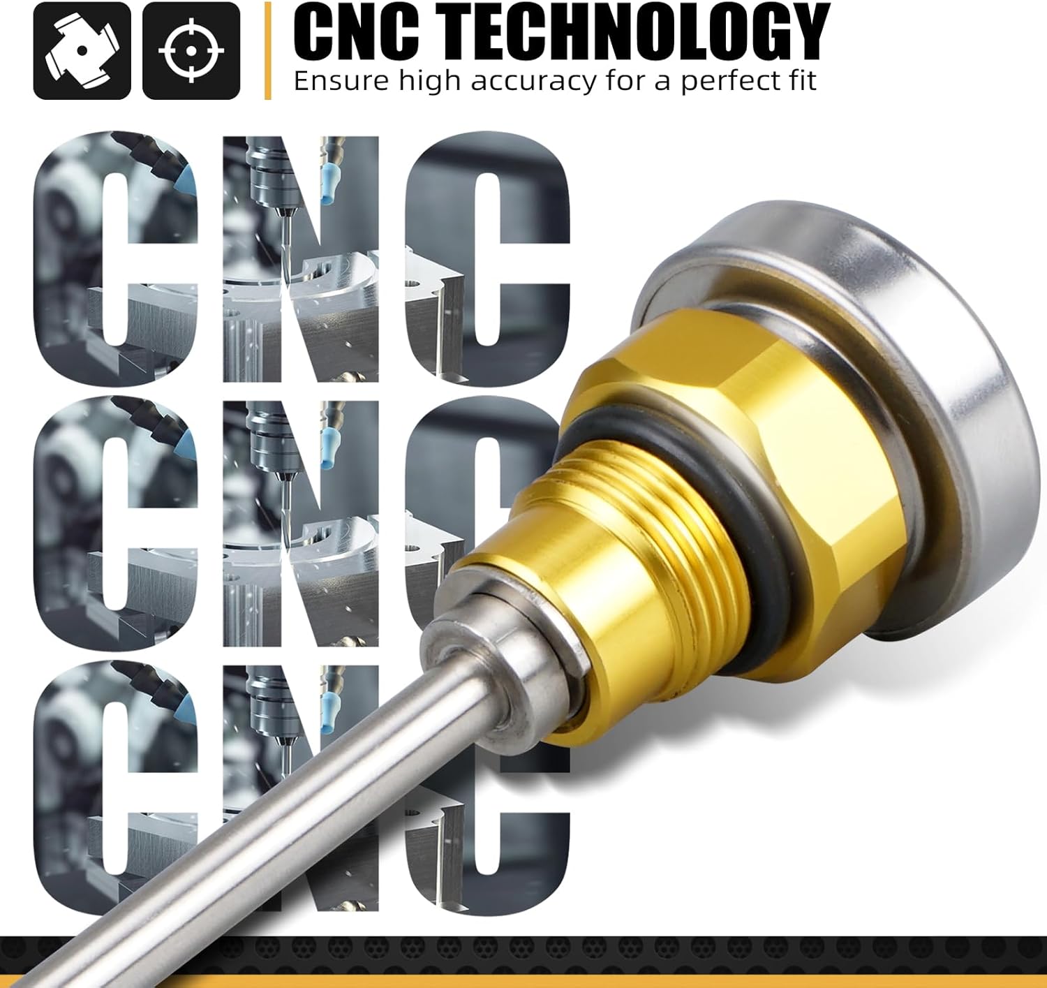 NICECNC Gold Oil Temperature Thermometer Dipstick Engine Oil Dipstick Replacement Compatible with Suzuki DRZ400 DRZ400E DRZ400S DRZ400SM 2000-2024 See Fitment