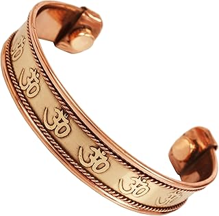 Touchstone インド製手作りヒーリング銅ブレスレット 平和 チャクラ ヨガ 瞑想 マントラ ジュエリー カフ レディース メンズ