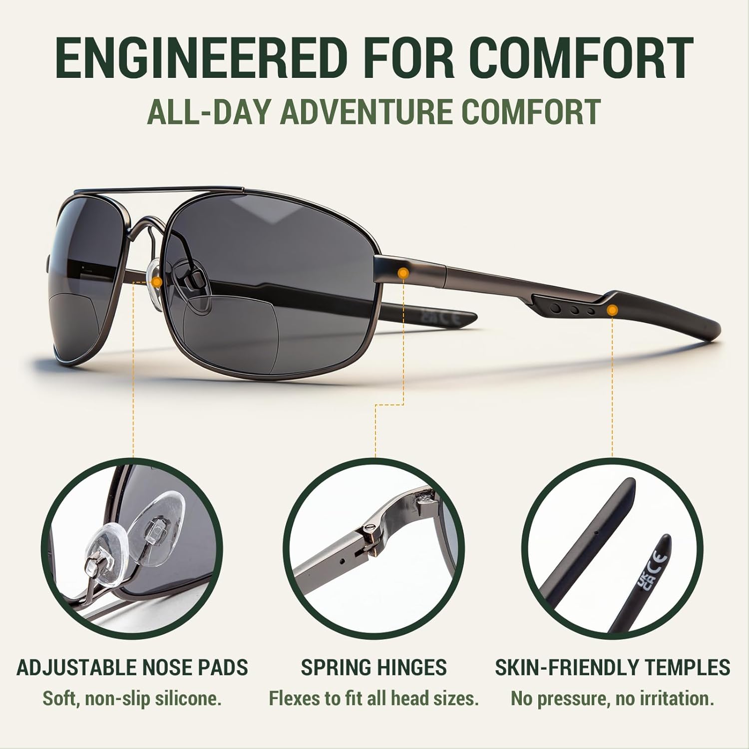 JO Bifocal Reading Glasses Sunglasses 2 Pack - UV400 Protection Aviator Bifocal Sun Reader for Men
