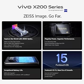 vivo X200 Pro 5G Smartphone|16G+1TB|China Version|Full GOOG Service|6.78 120Hz AMOLED Display|50MP Main Camera+200MP Z EISS APO Telephoto Camera|6000 mAh Big Battery+90W Fast Charge(Charger Inculded)