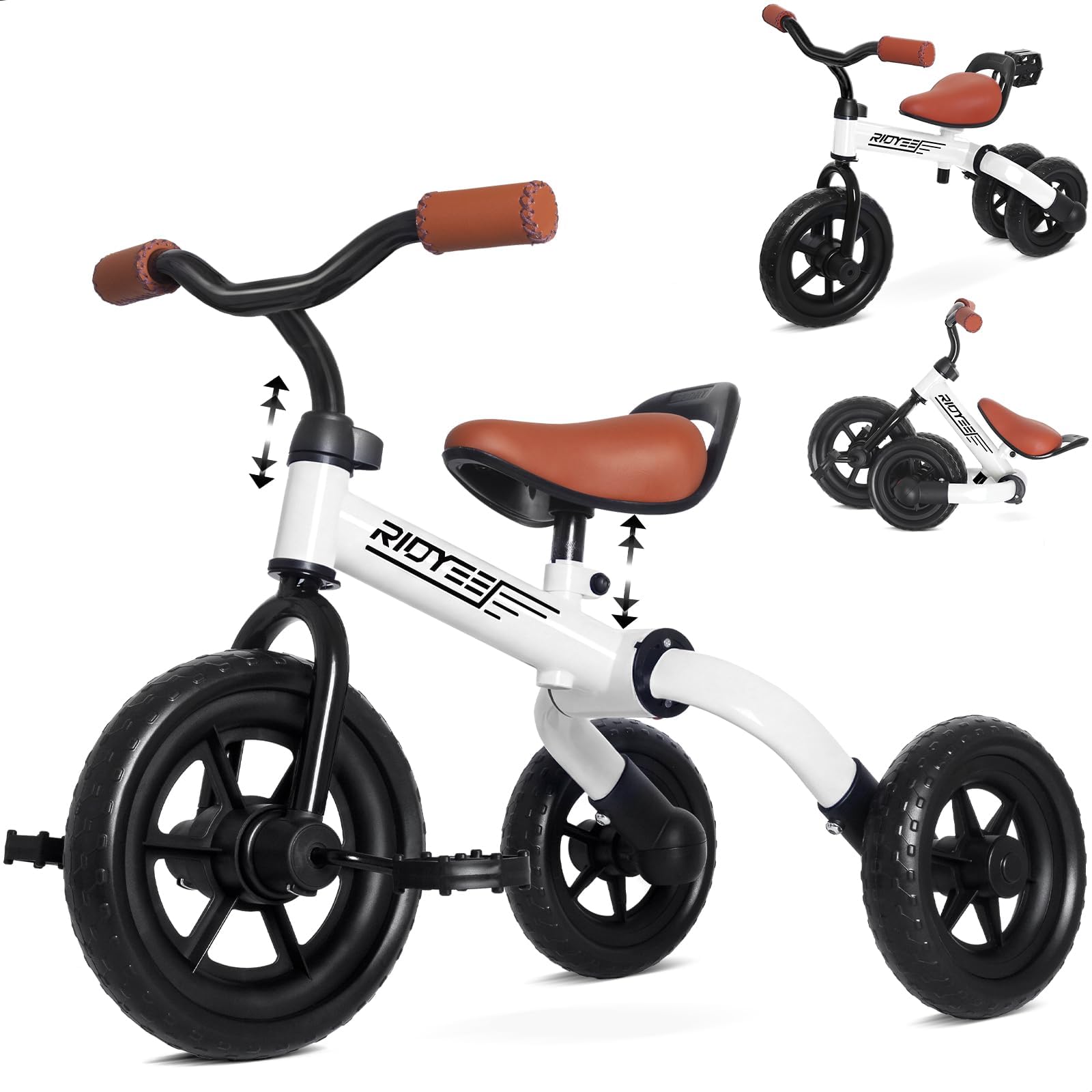 RIDYEE 3-in-1 Foldable Tricycle and Balance Bike: for Toddlers 2 to 5 Years | Adjustable Handlebar and Seat, Tricycle for Toddlers Ages 3–5 with DIY Plate, Gift for Boys and Girls Ages 2–5