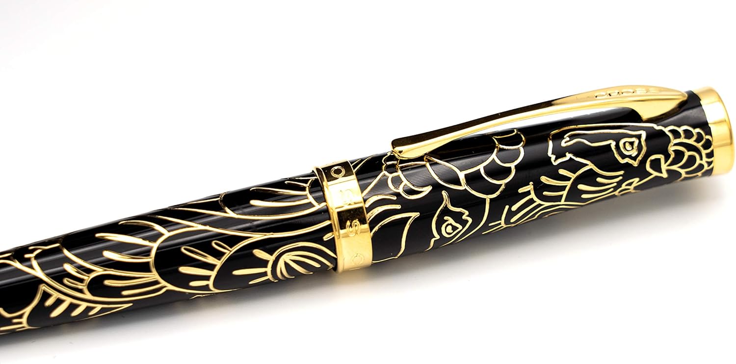 Cross Special Edition Hand made Year of the Goat - Black Lacquer and polished 23KT gold overlays and appointments Ballpoint Pen in its Original big Corporate Leather gift box