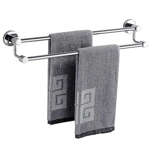 FGXHHS Towel Rail Shelf 304 Stainless Steel Rack Wall Mounted For Kitchen Bathroom Modern Double Pole Holder Bar (Size : 40cm)