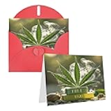 Rkklvbns Greeting Cards Weed Marijuana Heart Various Occasions Greeting Cards Friendship Commemorative Cards Holiday Cards