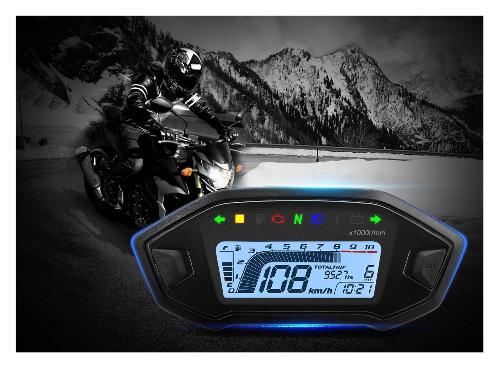 Contachilometri Accessori Moto Contagiri Digitale A LED 0-13000 Giri/min Cruscotto Retroilluminato Con Sensore Contachilometri Universale 1,2,4 Cilindro