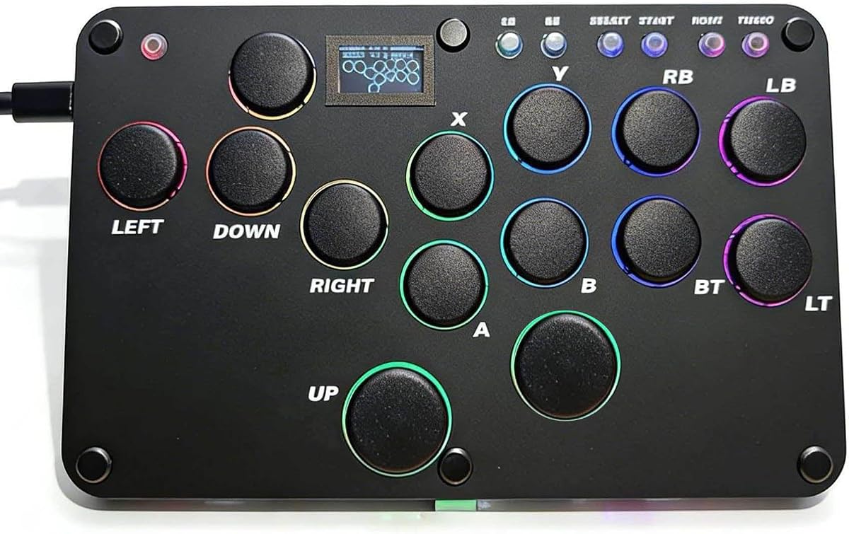 XIAO SHI MIN STORY Controlador sin palanca Fight Sticks 12 teclas Arcade Fightstick con todos los botones Admite Turbo y Hot Swap RGB para PC/PS4/PS3/Switch