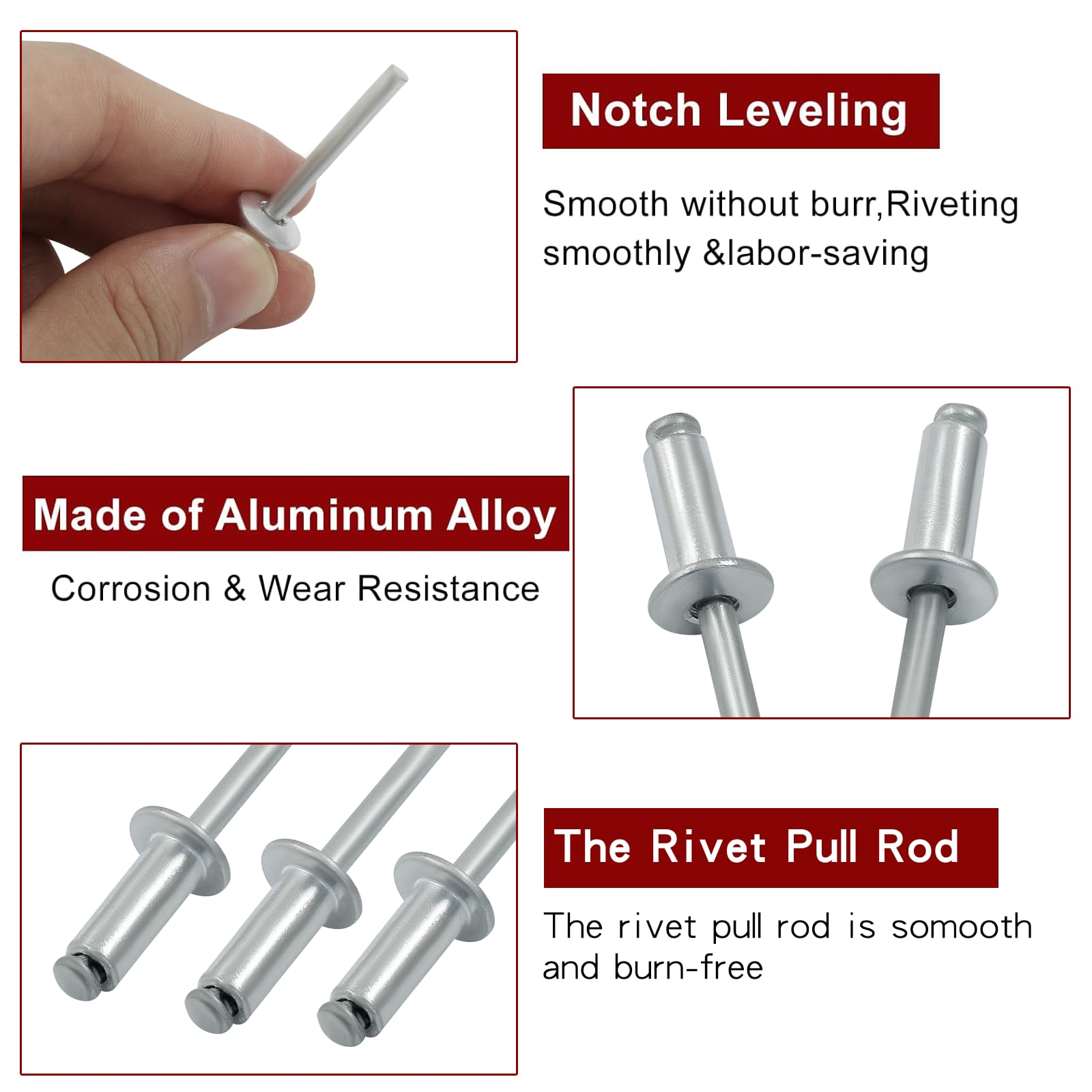 1000 Rivets Pop Aveugles Aluminium à Tête Bombée 1/4 X 3/4 - Fastenere - Pour Perçage F
