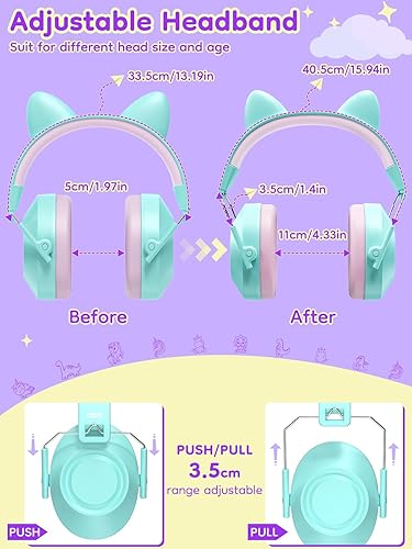 Miniatura 9 de Dr.meter Orejeras para reducir ruido SNR27.4, protección de oídos para niños, diadema ajustable, cancelan ruido en conciertos, juegos de fútbol,