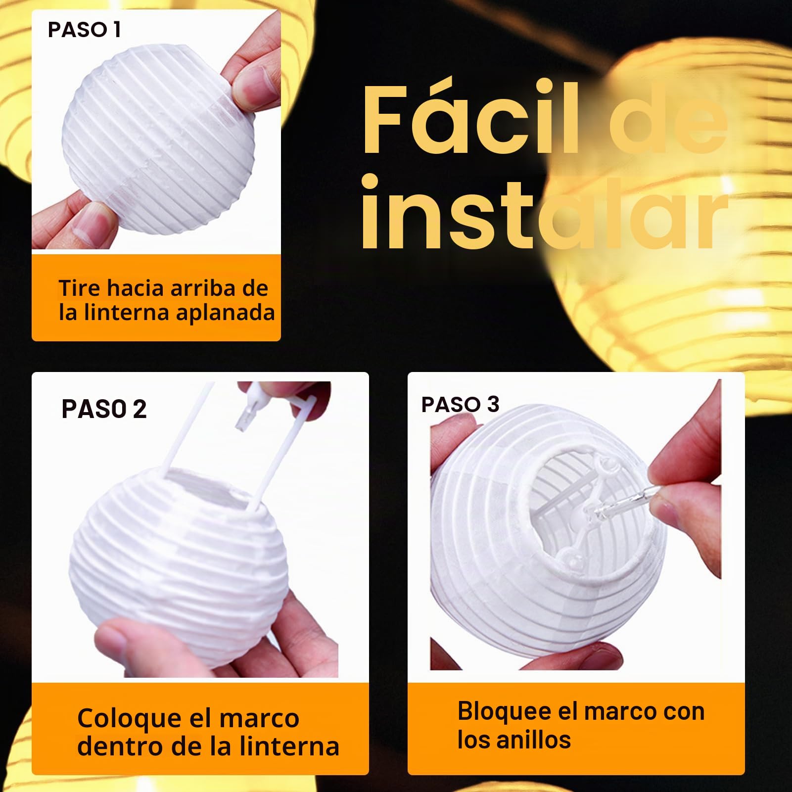 Uping Guirnalda Luces Pilas Interior Exterior Guirnalda Luminosa 20 Farolillos LED de Papel Exterior Decoracion Jardin Balcon Terraza (Blanco)