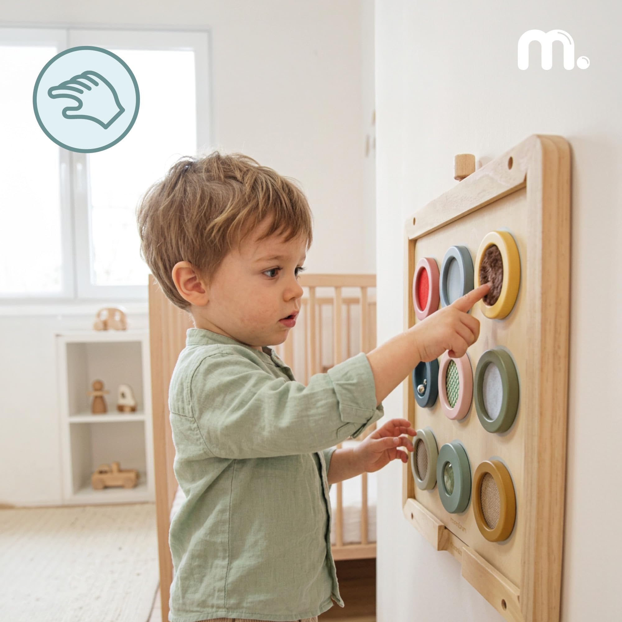 Mamabrum Tablica Sensoryczna Montessori 9 Tekstur z Ramką 18m+