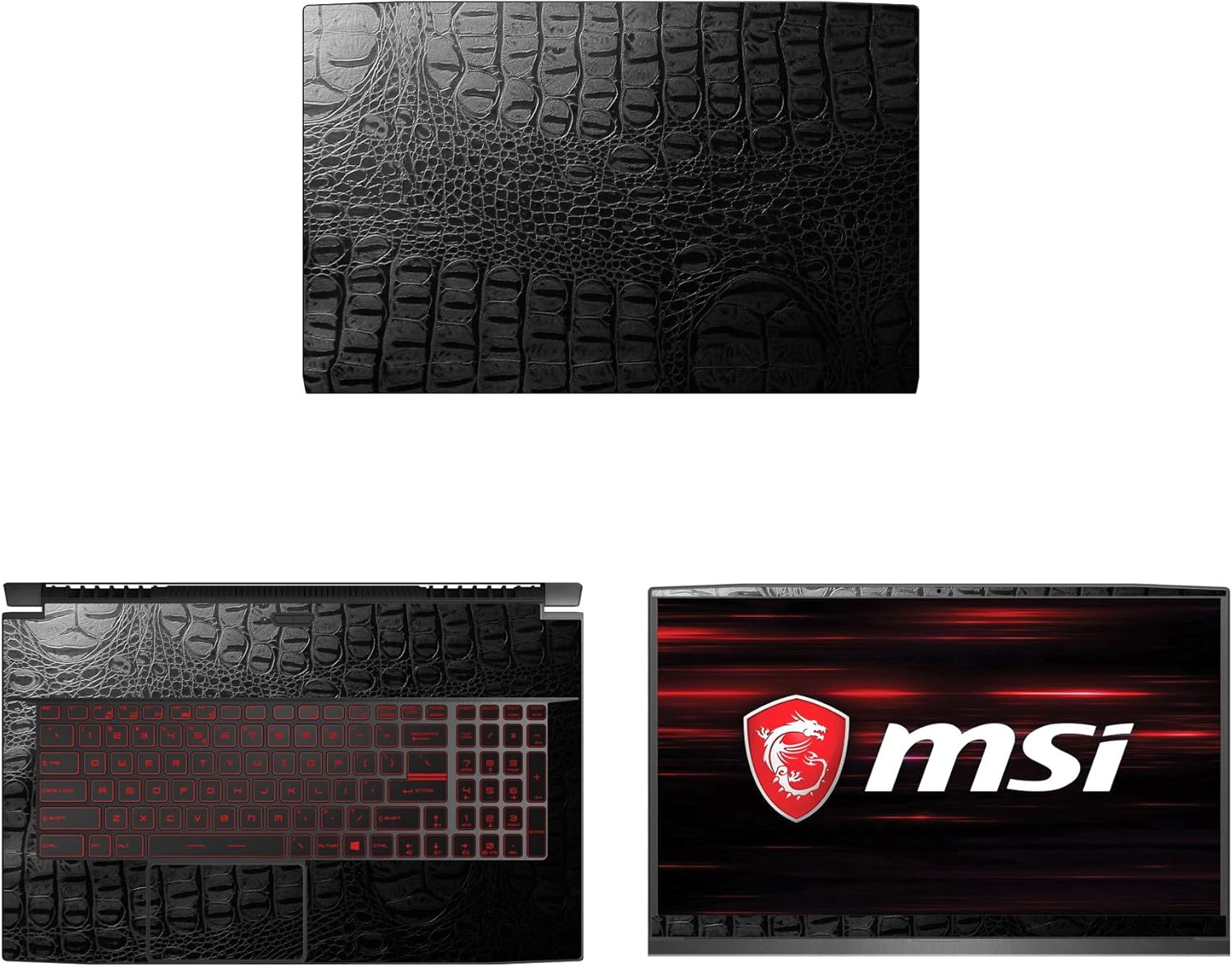 Decalrus - Protective Decal for MSI GF75 Thin 9SC (17.3" Screen) Laptop Crocodile Skin Pattern Texture Skin case Cover wrap CROmsiGF75thinBlack