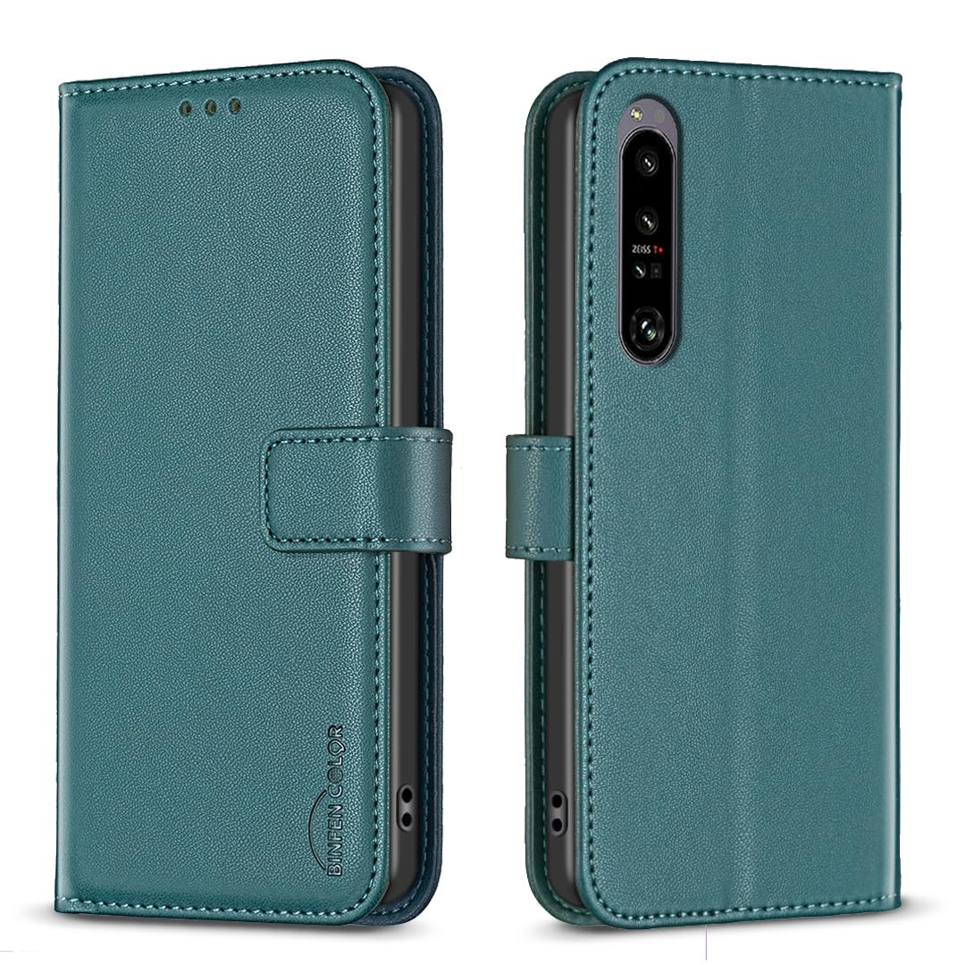 Unichthy For Sony Xperia 1 VI (2024) Case Geniune Leather Shockproof Flip Wallet Folio Official Phone Case Magnetic Closure Stand Card Slots Bumper Protective Cover for Sony Xperia 1 VI (2024) Green - Image 2