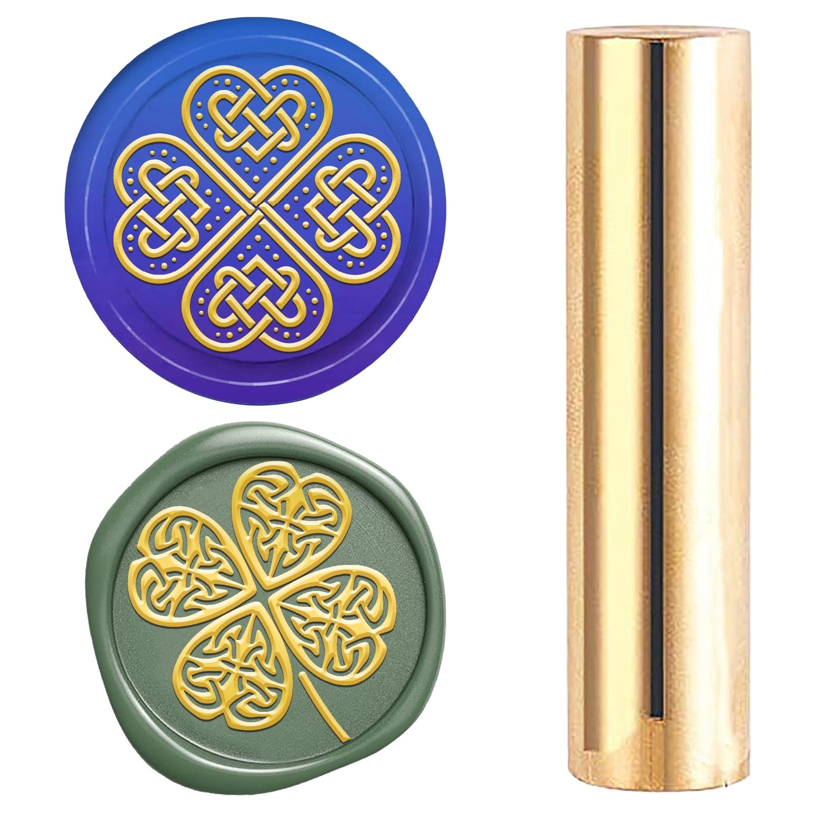 CRASPIRE Brass 2 Styles Pattern Headed Wax Seal Stamp 15mm Mini Copper Clover St. Patrick's Day Wax Seal Stamps Logo Sealing Retro Brass Carved Sealed Stamp Invitation Envelope Wrapping Wine DIY
