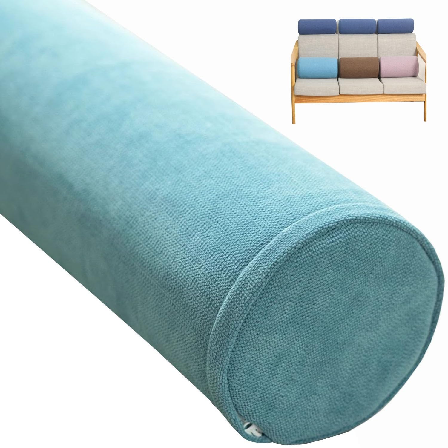 Langes zylindrisches Yoga-Kissen, ergonomisches Nackenstützkissen für Schlaf, Auto und Sofa, abnehmbares Schlauchkissen zur Linderung von Halswirbelschmerzen, B13, 20 x 60 cm