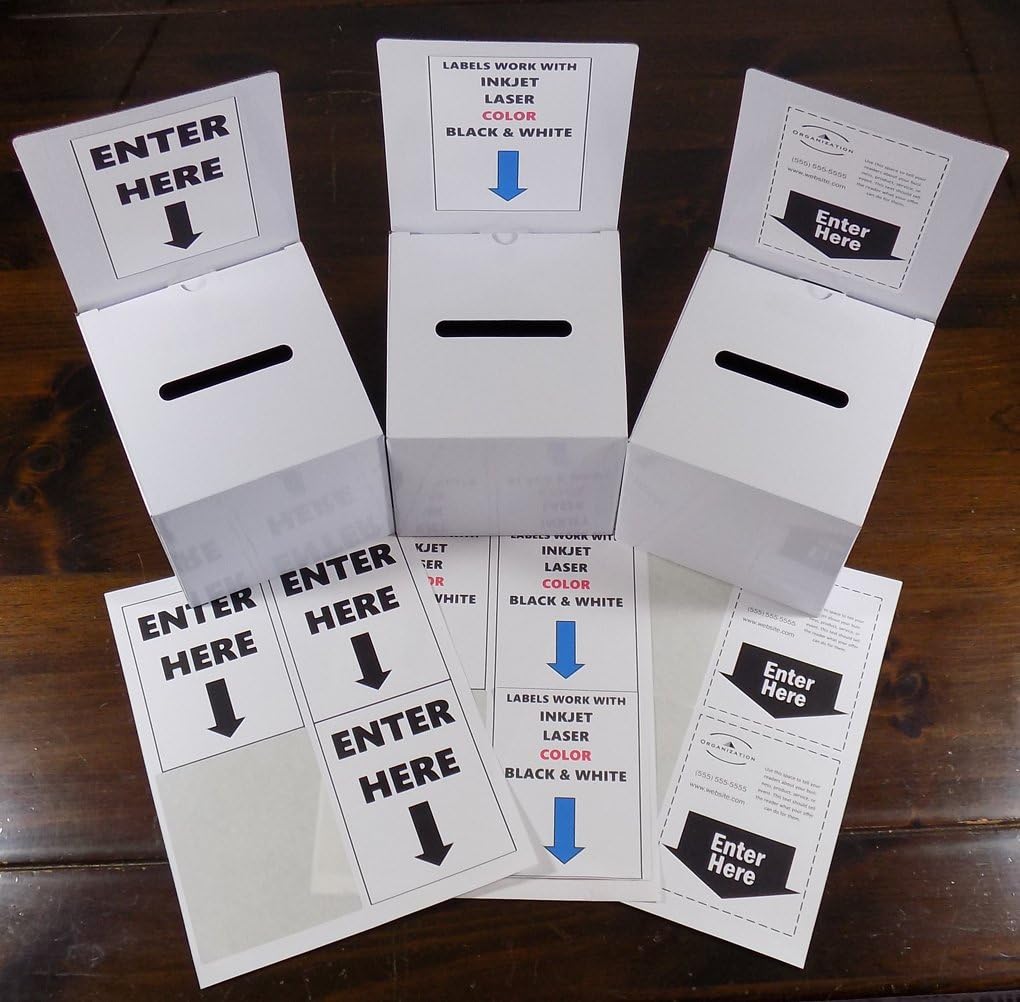 10 Pack Ballot Boxes Corrugated Cardboard Not Flimsy Paperboard 6x6x6 Glossy White With Blank Labels