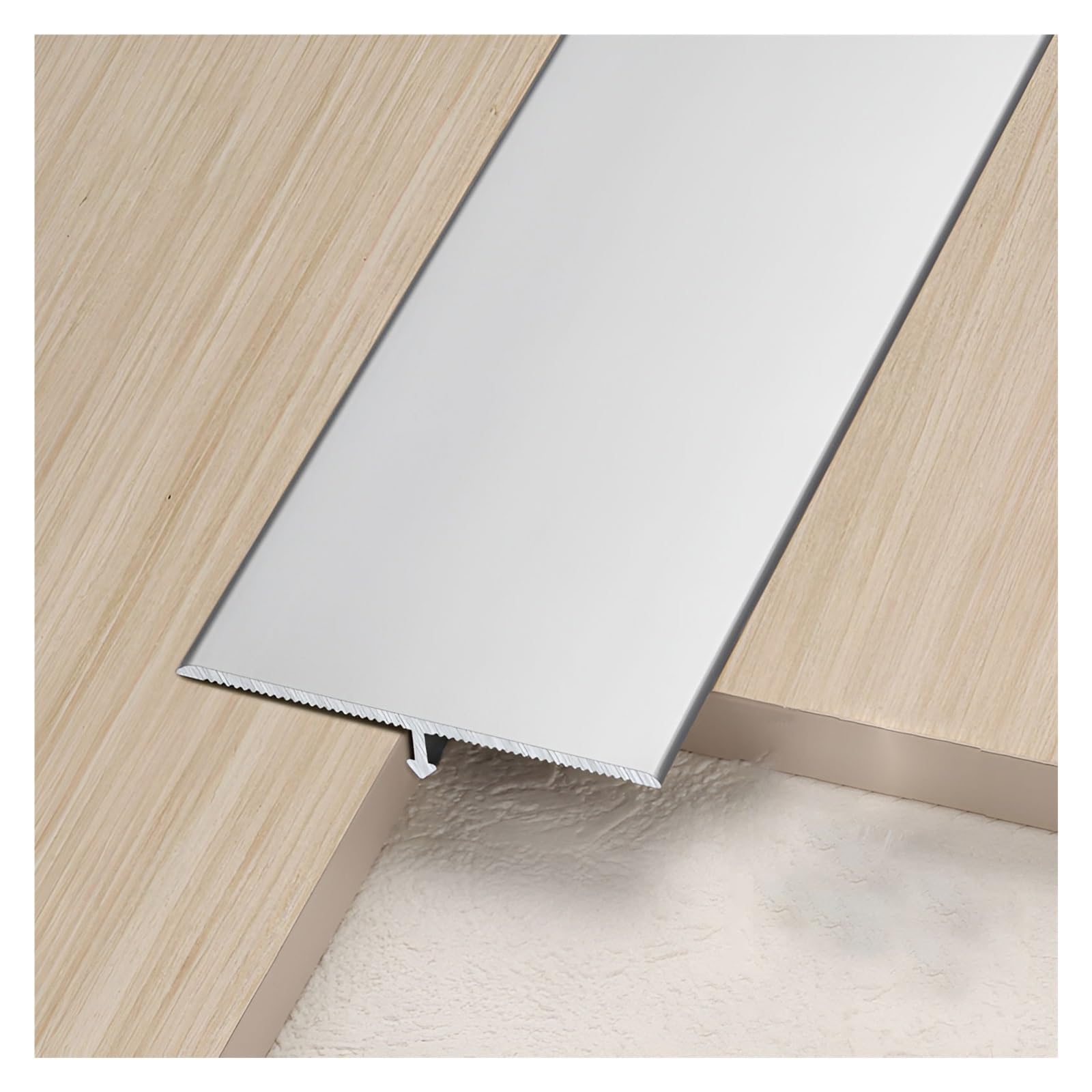 Generic Aluminum T-Bar Floor Transition Strip, 8.8ft (3 Pieces*90 Cm (2.9 Ft)), Silver, 1.5CM*2.70M (8.8FT), T-Molding Trim