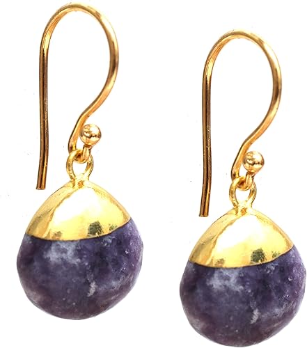 Miniatura 33 de Gempires - Pendiente de gancho de pera natural, pendiente de meditación, joyería hecha a mano, regalo para ella