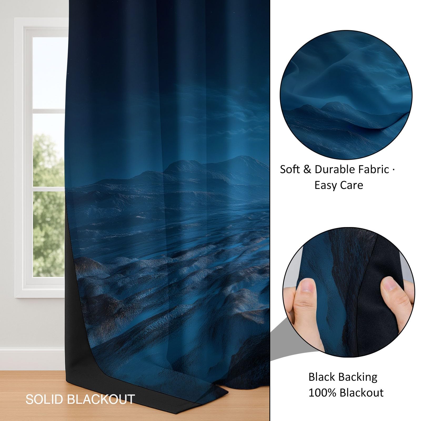 Blickdichte Vorhänge mit Ösen Sternenhimmel Felsen Nachtszene, Thermovorhang 2er Set 215 x 110 cm Verdunklungsvorhänge mit Kälte - Schallschutz für Wohnzimmer Schlafzimmer, Gardinen