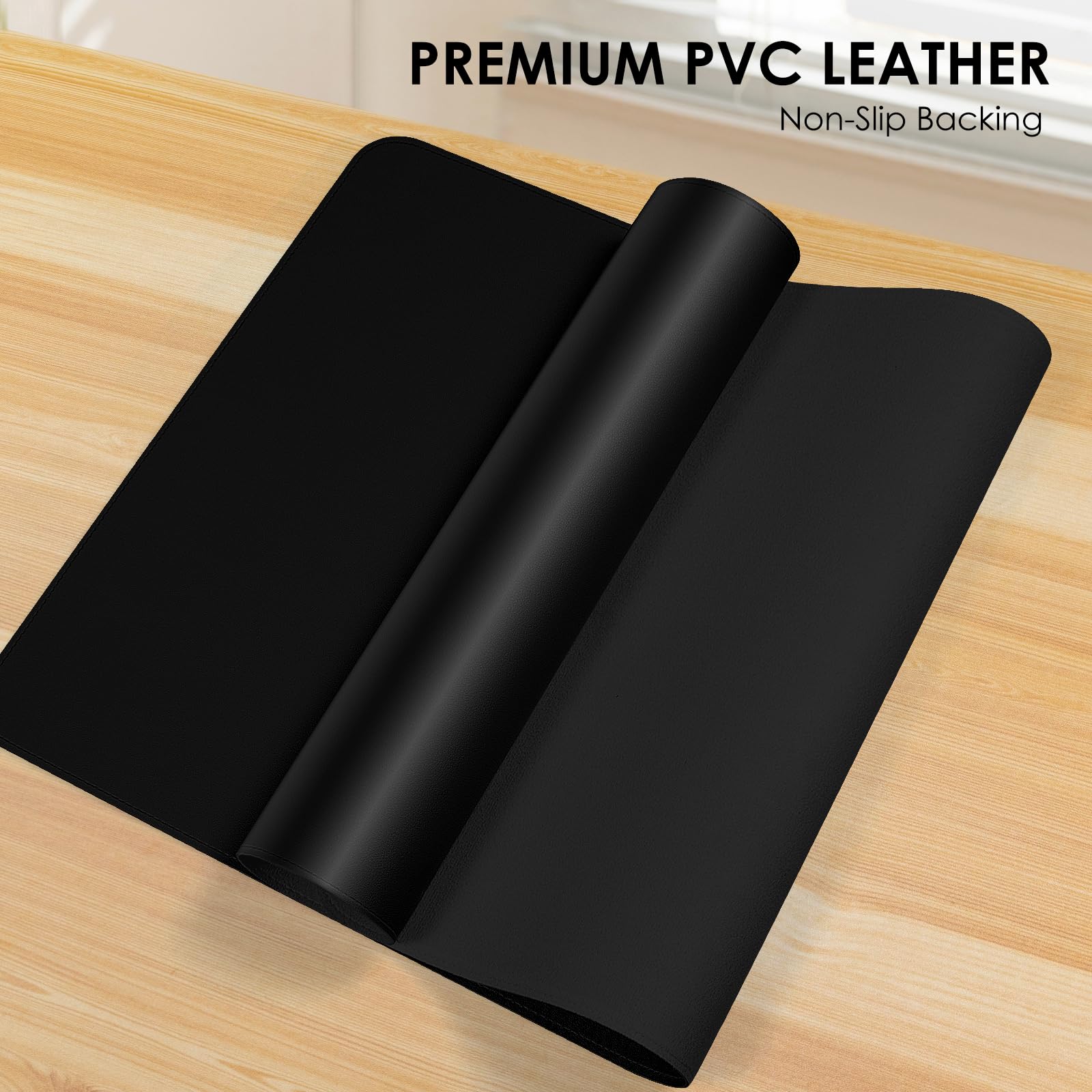 Vicwe Sous-Main 120x43cm Tapis de Souris en Cuir PU Antidérapant Imperméable Noir