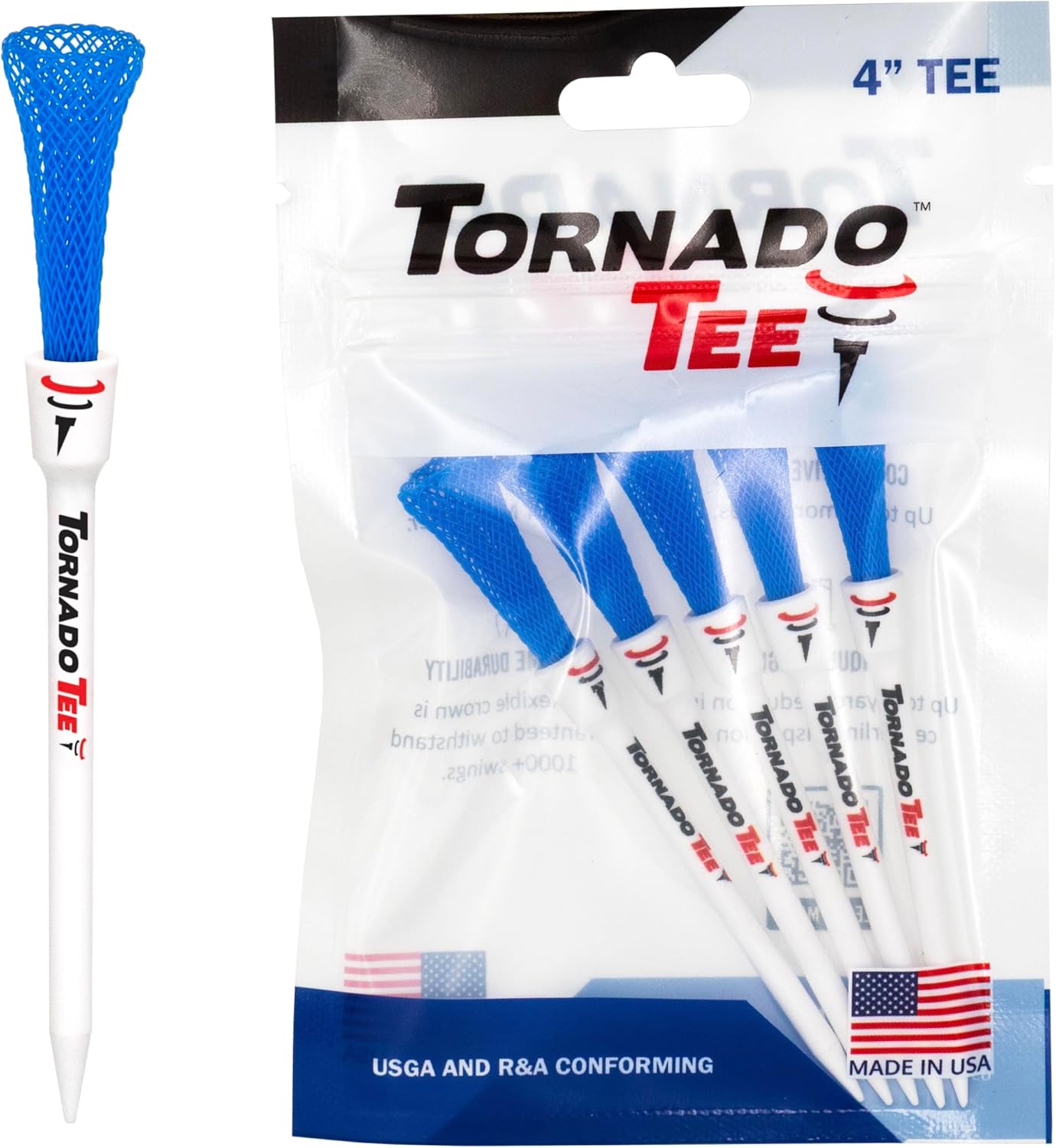 Tornado Tee 4" Long Drive High Performance Golf Tee (Neon Blue)