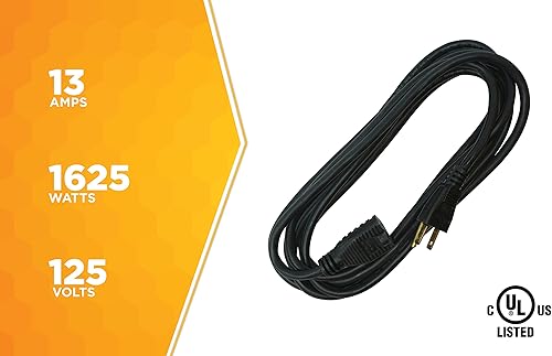 Miniatura 6 de Southwire - Cable de extensión para interiores y exteriores, acabado negro neutro, cubierta de vinilo, cuchillas reforzadas, tapones moldeados, 3