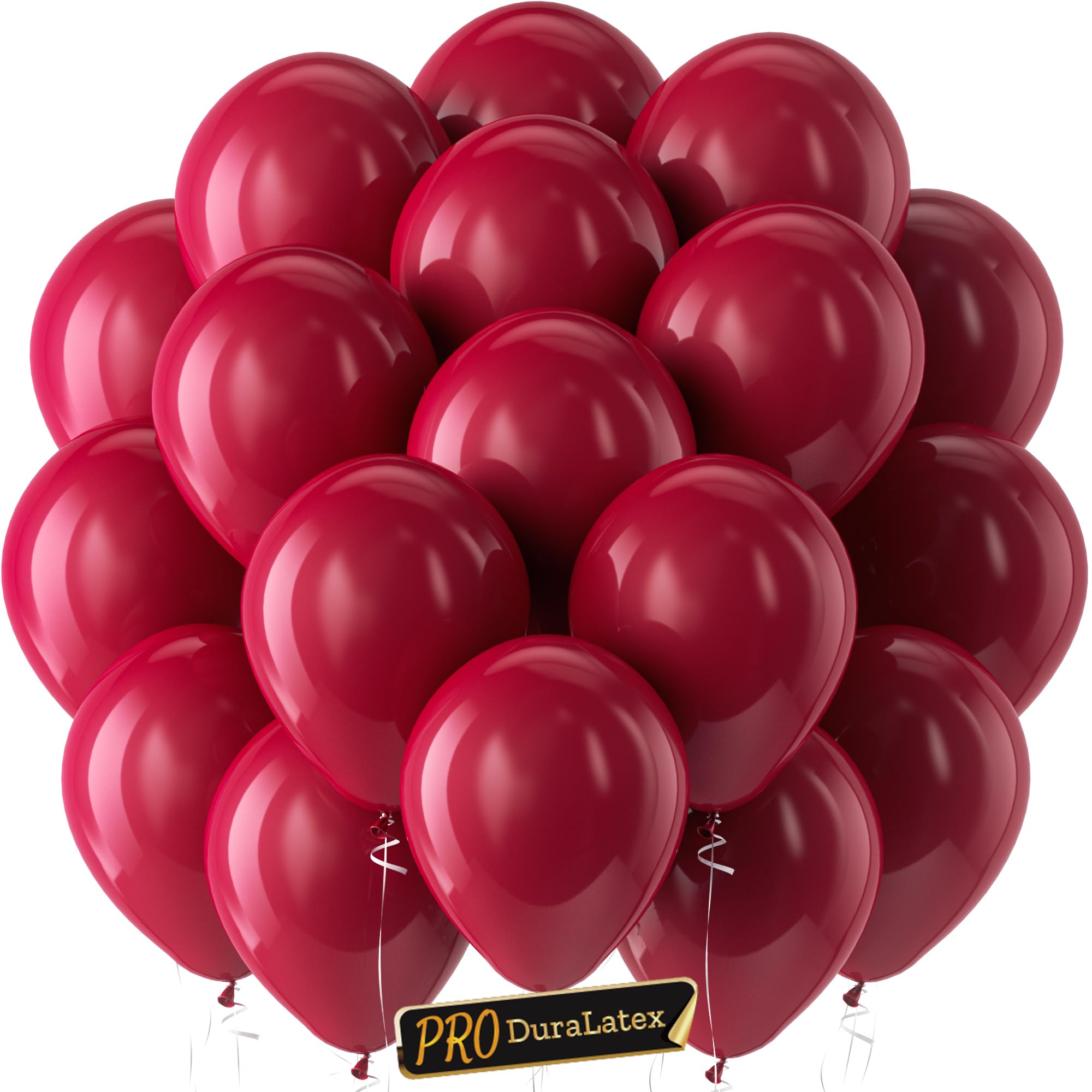 Bezente Pro Duralatex Burgundy Balloons - 120 Pack 10 inch Extra-Thick Dark Red Balloons for Valentines Day Birthday Casino Themed Cherry Party Decorations