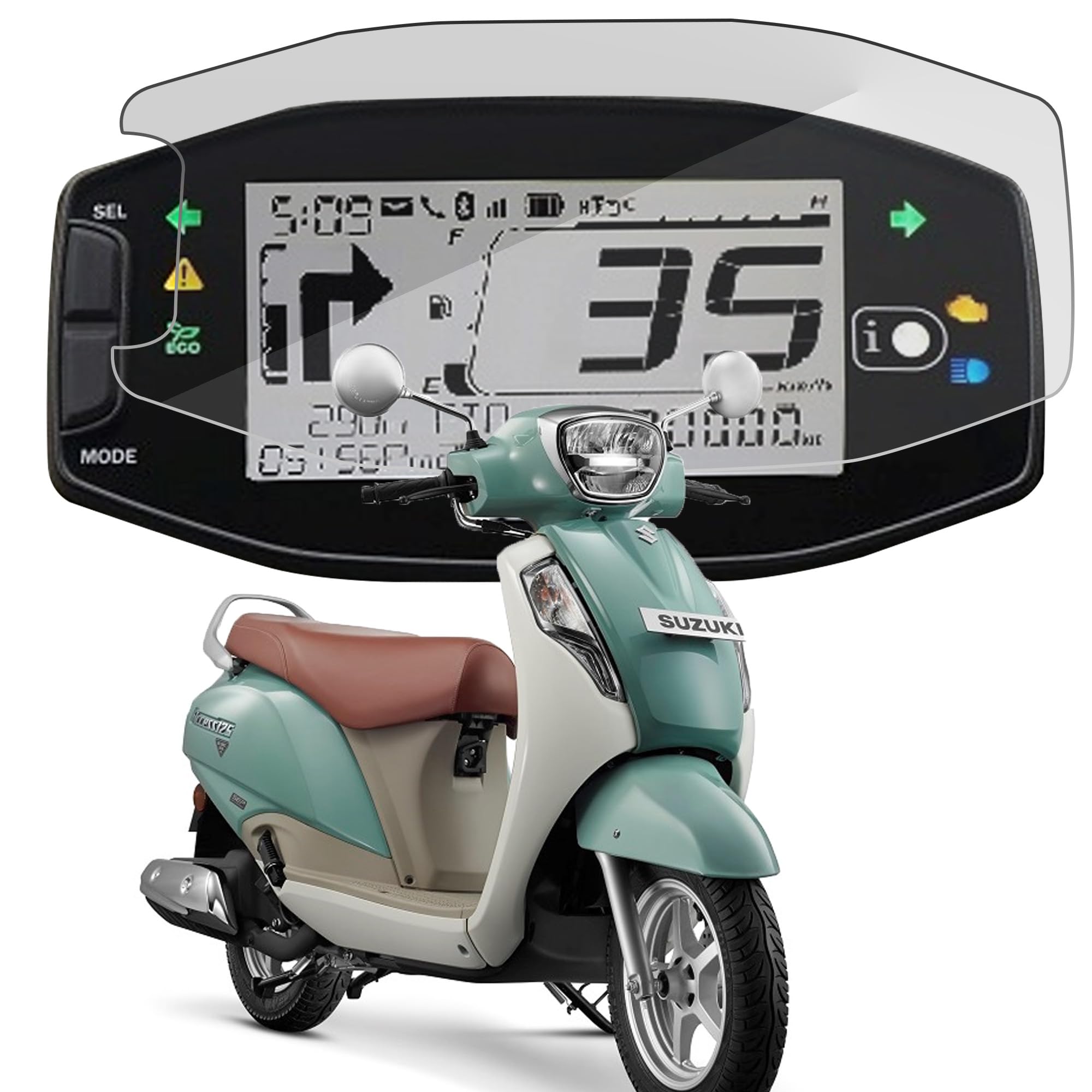 FCS TPU 9H Anti-Shock Edge-To-Edge Protector Screen Guard Compatible For Suzuki Access 125 Navigation System| Enhanced Display Protection (Suzuki Access 125, Glossy)