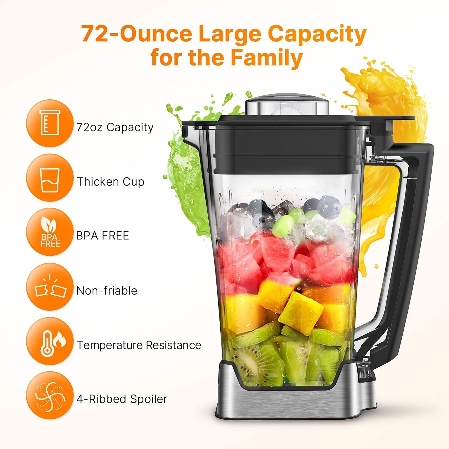 New Deal 1450W PowerCrush Countertop Blender, 72oz Large Blender for Kitchen with 9 Adjustable Speeds&Pulse, Professional Smoothie Maker Blender for Shakes and Smoothies, Ice, Frozen Fruit, BPA-Free Tritan Jar