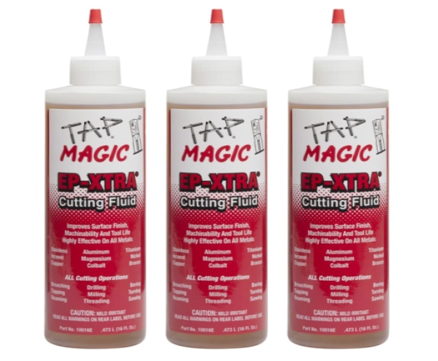 Tap Magic Cutting Fluid, 3 Pack, 16 oz. EP-Extra Cutting Oil for Drilling Metal, Lubricant & Protection Oil On All Metals Including Stainless Steel