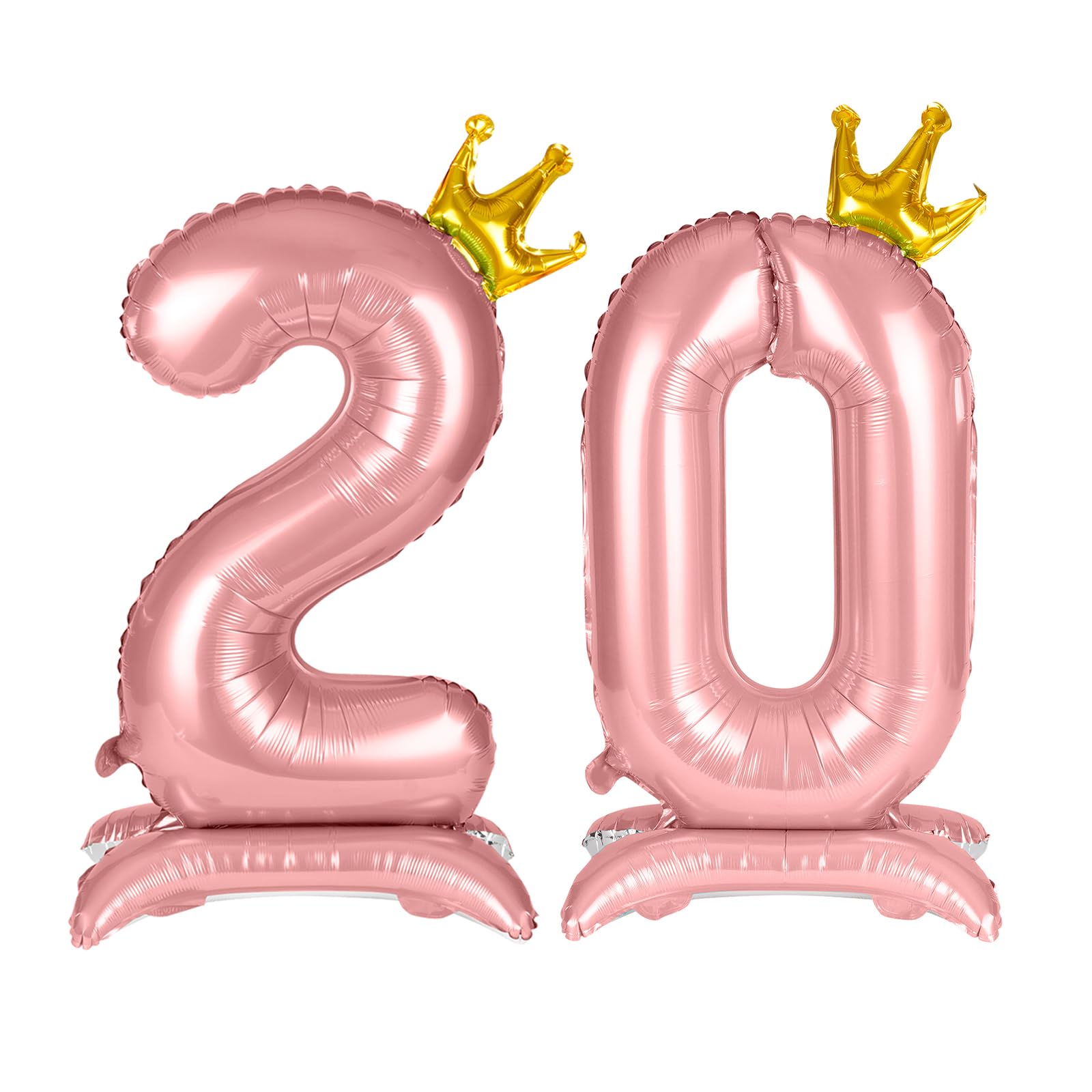 APXEL Pink Standing Crown Number 20 Balloons, 42'' Foil 2 & 0 Balloon