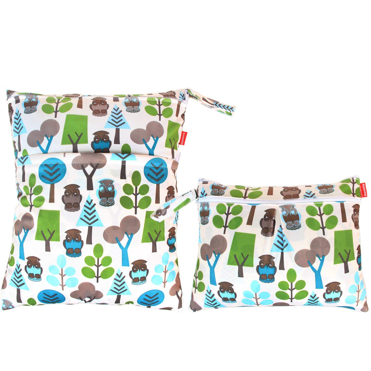 Damero 2pcs Pack Travel Baby Wet and Dry Cloth Diaper Organizer Bag, Green Forest-image-7