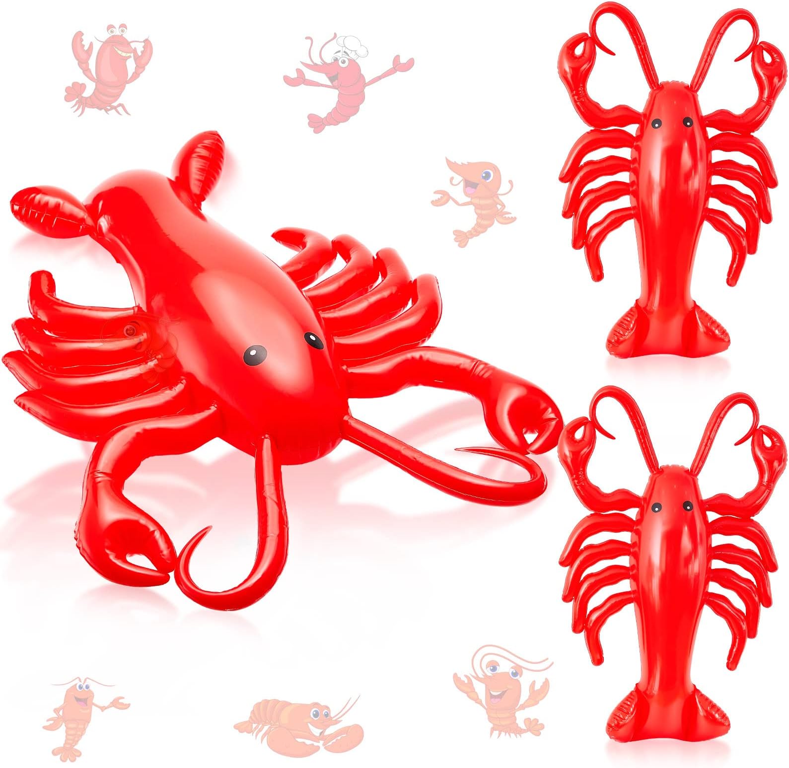 Juexica 3 Pcs 20 Inches Inflatable Lobsters Blow up Crawfish Party Decorations Crawfish Boil Decorations Aquatic Animal Lobsters Birthday Beach Theme Pool, Red